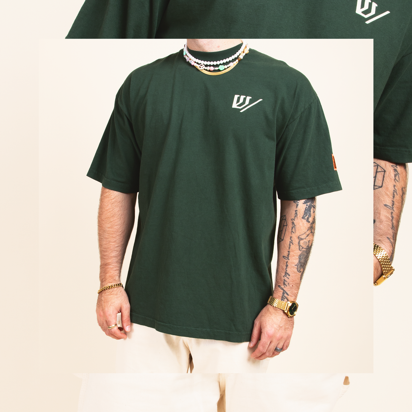 W Slash Tee - Dark Green